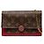 Louis Vuitton Monogram Portefeuille Floral Chain Wallet Shoulder Bag Marrone Fuschia