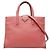 Borsa Prada Triangle Logo Plate in pelle Saffiano rosa