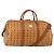 MCM Vicetos Logogram Boston Bag PVC Leather 2way Brown Gold Auth 183972 Marrone D'oro
