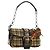 Borsa a Spalla con Catena PRADA Canvas Marrone Argento Auth 185603SM