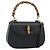 Bolsa de Ombro GUCCI Bamboo em Couro 2way Preto Ouro 000 1014 0188 Auth 187626SAV Dourado