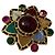 Chanel Spilla a forma di fiore in metallo dorato e pietre multicolori Marrone Rosa Rosso Blu Multicolore Beige Verde Gold hardware