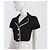 Byblos Camisa Crop Negra con Ribete Blanco Negro - vista 2