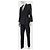 Thierry Mugler Mugler Completo Pantalone Lana Blu Navy Righe Rosse - vista 2