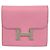 Hermès HERMES Constance Compact Veau Epsom Genuine Leather fold Wallet Mini Pink Rosa