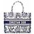 Bolso Christian Dior Book Tote Medium, Lona, Blanco & Azul