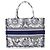 Bolso Christian Dior Book Tote Medium, Lona, Blanco & Azul - vista 2