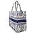Bolso Christian Dior Book Tote Medium, Lona, Blanco & Azul - vista 3
