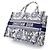 Bolso Christian Dior Book Tote Medium, Lona, Blanco & Azul - vista 8