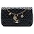 Chanel Black Medium Classic Lambskin Valentines Heart Charms Single Flap Preto