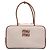Borsa Beau in tela beige e pelle con logo Miu Miu Large