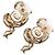 Orecchini Chanel Gold CC placcati oro, strass e finta perla a nastro, chiusura a perno D'oro - vista 2