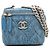Vanity Necessaire Chanel Blue Mini em denim acolchoado com camélia Sweetheart e corrente Azul