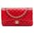 Chanel Red Medium Classic Lambskin Double Flap Rosso