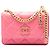 Wallet On Chain Chanel Cartera On Chain en piel de cordero acolchada rosa mini con cierre CC