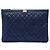 Clutch Chanel Blue Large Quilted Caviar Boy O Case Blu navy