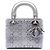 Lady Dior Mini in raso grigio con ricami cannage e cristalli Dior Marrone