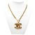Collana con pendente trapuntato Chanel Gold CC placcato oro D'oro - vista 6