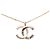 Collana con pendente Chanel Gold CC placcato oro e strass D'oro
