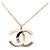 Collana con pendente Chanel Gold CC placcato oro e strass D'oro - vista 2