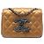 Chanel Gold Limited Edition Mini Quilted Metallic Lambskin CC Chain Fringe Full Flap Dorado