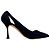 Scarpin de bico fino com recortes Manolo Blahnik em camurça azul marinho
