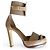 Hermès Katy Sandali con tacco alto in pelle e tela beige Taupe