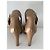 Hermès Katy Sandali con tacco alto in pelle e tela beige Taupe - vista 7