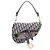 Borsa Christian Dior Dior Saddle Bag Oblique Beige Blu navy