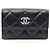 Tarjetero de piel negra matelassé Chanel Negro