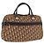 Bolsa Boston Christian Dior Trotter Canvas Marrom Ouro Autêntica 189366 Dourado