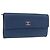 CHANEL Long Wallet Leder Blau Silber CC Auth 189356