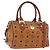 Borsa MCM Vicetos Logogram PVC Pelle 2way Marrone Oro Auth ka4912 D'oro