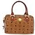 Borsa MCM Vicetos Logogram PVC Pelle 2way Marrone Oro Auth ka4912 D'oro - vista 2