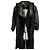 Gucci Abrigo Largo de Cuero Negro con Ribete de Pelo