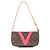 Borsa Louis Vuitton Pochette Accessoires Marrone Rosa Monogramma