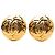 Orecchini Chanel Gold CC placcati oro tondi con clip D'oro
