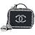 Chanel Vanity Case Black Small Caviar Striped CC Filigree Schwarz
