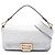 Borsa Baguette in Pelle con Logo Zucca in Rilievo Bianca Fendi Bianco