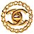 Spilla rotonda con catena e chiusura Turn Lock Chanel Gold CC placcata oro D'oro