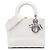 Dior White Medium Embroidered Canvas Cannage Lady D Lite Cream
