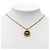 Dior Goldvergoldeter Emaille-Logo Rundanhänger Halskette Golden - Ansicht 6