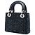 Lady Dior Dior mini in raso nero con decorazioni in paillettes - vista 2