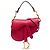 Borsa Saddle in pelle di vitello granulata rossa mini Dior Rosso