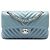 Chanel Blue Small Classic Chevron Lambskin Double Flap Blu chiaro
