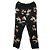 Pantalones de seda negros estampados Chanel Rosa Blanco Azul Dorado Verde