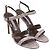 Sandali con listini Manolo Blahnik Villano in pelle di serpente marrone - vista 3