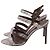 Sandali con listini Manolo Blahnik Villano in pelle di serpente marrone - vista 5