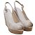 Sandali Jimmy Choo Slingback Peep Toe Wedges in Raffia Bianco - vista 3