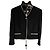 Escada Blazer de lã preta com acabamento cinza Preto